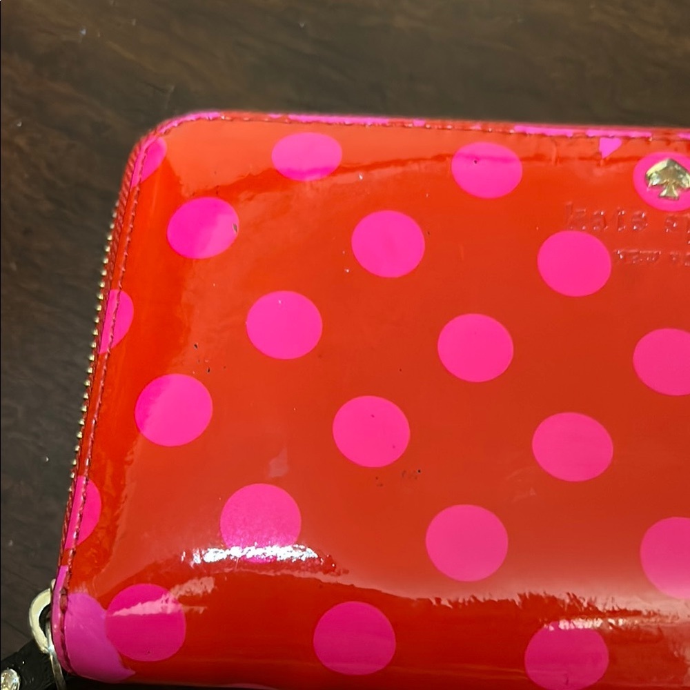 Kate Spade Red and Pink Polka Dot Carlisle Street Lacey Wallet - Picture 9 of 14